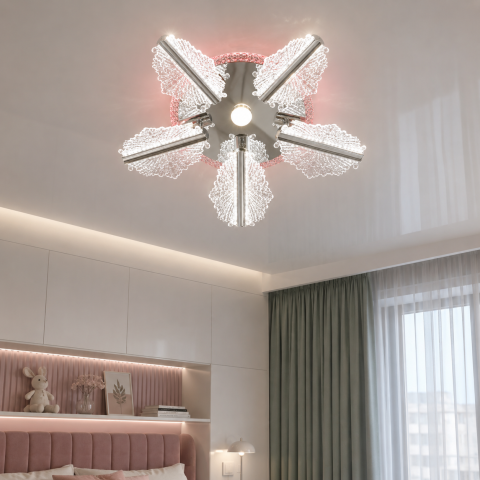 Світлодіодна люстра Diasha S25106/5HR LED 3color для спальні, кухні та вітальні, димер, пульт, 60 W, 58 см, 10-18m²