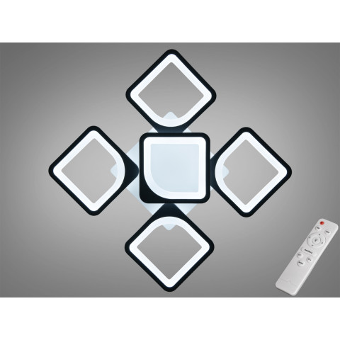 Люстра стельова LED Diasha S8060/4+1BK, 70W, чорна, з димером та ІЧ пультом, для вітальні, спальні, кухні, офісу