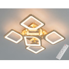 Стельова LED-люстра Diasha S8060/4+1G з пультом, золота, 72W, 3960 lm, квадратні акрилові плафони 42×42 см