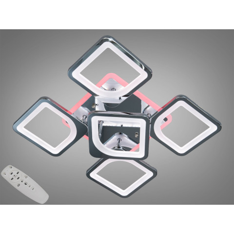 Люстра стельова LED Diasha S8060/4+1HR, 85W, 3200K-6500K, хром, сучасний стиль для дому