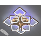 Стельова LED-люстра Diasha S8060/4+4G 3color з пультом і димером, золото, 130W, 7150 lm, квадратні акрилові плафони 49×49 см
