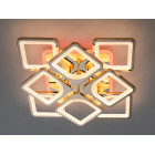 Стельова LED-люстра Diasha S8060/4+4G 3color з пультом і димером, золото, 130W, 7150 lm, квадратні акрилові плафони 49×49 см