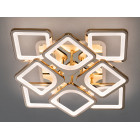 Стельова LED-люстра Diasha S8060/4+4G 3color з пультом і димером, золото, 130W, 7150 lm, квадратні акрилові плафони 49×49 см
