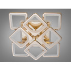 Стельова LED-люстра Diasha S8060/4+4G 3color з пультом і димером, золото, 130W, 7150 lm, квадратні акрилові плафони 49×49 см