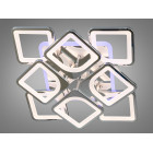 Стельова LED-люстра Diasha S8060/4+4HR 3color з пультом і димером, хром, 130W, 7150 lm, квадратні акрилові плафони 49×49 см Стельова LED-люстра Diasha S8060/4+4HR 3color з пультом і димером, хром, 130W, 7150 lm, квадратні акрилові плафони 49×49 см