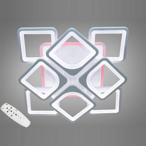 Люстра стельова LED Diasha S8060/4+4WH 130W 3color (3200/4100/6000K), білий акрил