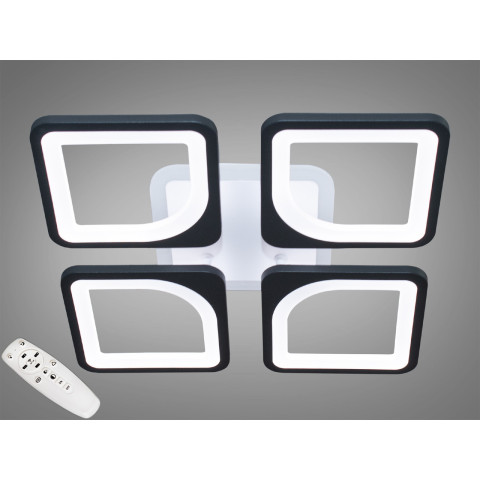Світильник стельовий LED Diasha S8060/4BK, 80W, 3200K-6000K, чорний метал, сучасний стиль, з пультом, димером