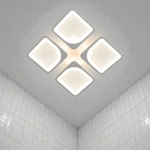 Потолочная LED-люстра Diasha S8060/4WH с пультом и диммером, белая, 60 W, 3575 lm, квадратные акриловые плафоны 37,7×37,7 см