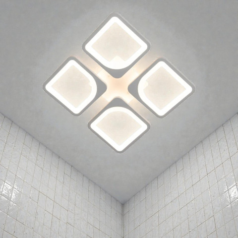 Стельова LED-люстра Diasha S8060/4WH з пультом і димером, біла, 60 W, 3575 lm, квадратні акрилові плафони 37,7×37,7 см