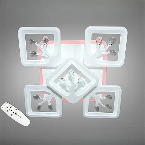 Стельова LED-люстра Diasha S8157/4+1WH LED 3color (біла), 90 Вт, 43×43 см
