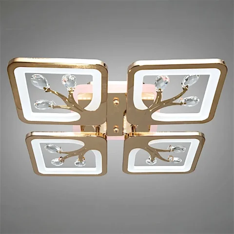 Стельова LED-люстра Diasha S8157/4G LED 3color, золото, 85 Вт, 37×37 см