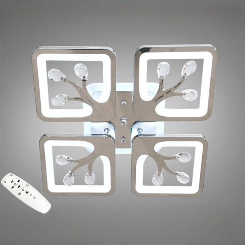 Сучасна стельова LED-люстра в передпокій Diasha S8157/4HR LED 3color — хром, 85 Вт, 37×37 см