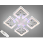 Стельова LED-люстра Diasha S8157/4WH 3color з пультом і димером, біла, 85W, 4675 lm, квадратні акрилові плафони 37×37 см Стельова LED-люстра Diasha S8157/4WH 3color з пультом і димером, біла, 85W, 4675 lm, квадратні акрилові плафони 37×37 см