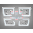 Стельова LED-люстра Diasha S8157/4WH 3color з пультом і димером, біла, 85W, 4675 lm, квадратні акрилові плафони 37×37 см Стельова LED-люстра Diasha S8157/4WH 3color з пультом і димером, біла, 85W, 4675 lm, квадратні акрилові плафони 37×37 см
