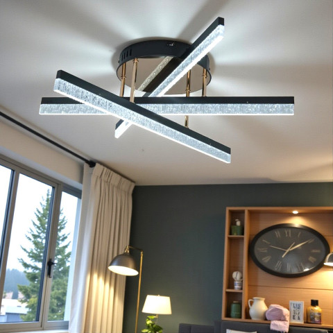 Сучасна стельова LED-люстра Diasha SX1007/3BK, чорна, 48W, акрилові світлові панелі
