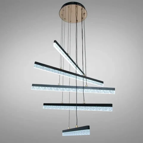 Підвісна LED-люстра Diasha SX1016/5BK, чорна, 70W, акрилові світлові планки, регулювання висоти та пульт