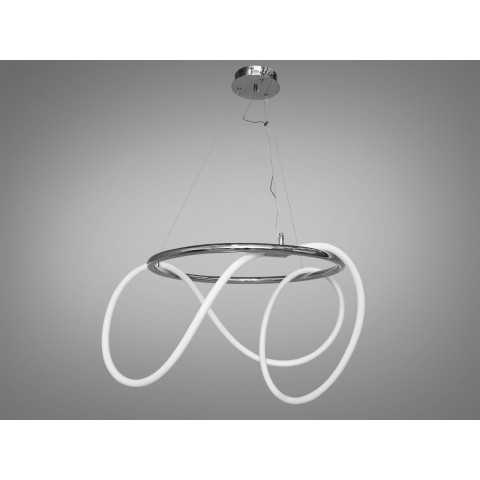 Люстра стельова LED Diasha SY9752-D600CH Шланг Роуплайт, 32W, хром, для низьких стель, регульована висота