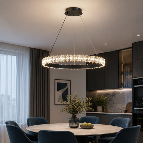 Світлодіодна підвісна люстра Artlight WG5129/60BK, 35 Вт, чорна