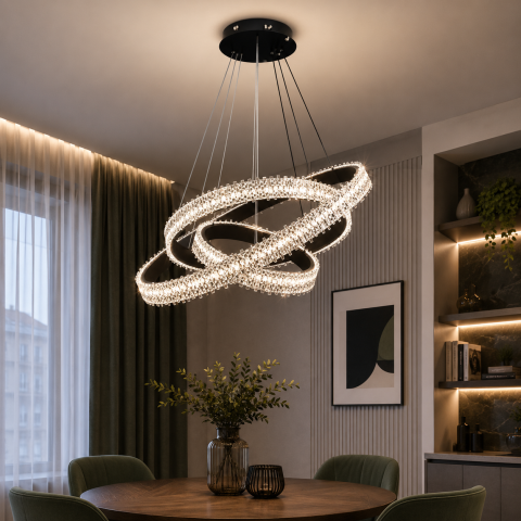 Світлодіодна підвісна люстра Artlight WG5129/80+60+40BK, 105 Вт, чорна