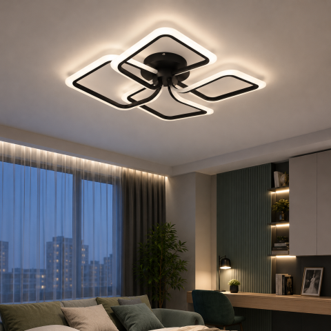Світлодіодна стельова люстра Artlight WG5146-4BK, 69 Вт, чорна