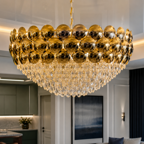 Підвісна люстра Artlight XL626/800GD золото, 18 ламп E14