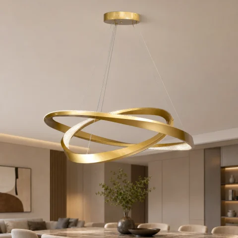 Світлодіодна підвісна люстра Artlight YDH2200/80+60GD з двома золотими кільцями, 80W Світлодіодна підвісна люстра Artlight YDH2200/80+60GD з двома золотими кільцями, 80W