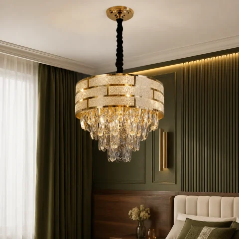 Кришталева підвісна люстра Artlight 884611/400, золото, 5 ламп E14, Ø40,2 см, від 6-15 м²