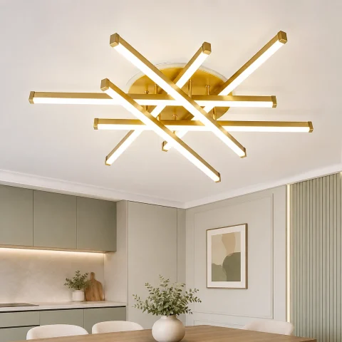 Золота стельова LED-люстра Artlight W165/6GD 85 Вт, 3 режими світла, 73×71 см, від 16-25 м²
