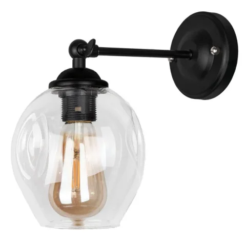 Бра настінне Levistella 756WPR0231F-1 BK+CL, E27, 40W, чорний, прозоре скло, метал, сучасний стиль
