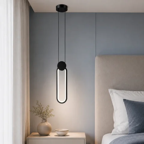 Вузький вертикальний LED-підвіс Artlight 8207CBK із витягнутою світловою петлею в чорному кольорі
