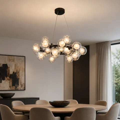 Підвісна люстра Artlight 1102/25BK з 25 скляними плафонами G9, чорна, від 13-20 м² Підвісна люстра Artlight 1102/25BK з 25 скляними плафонами G9, чорна, від 13-20 м²