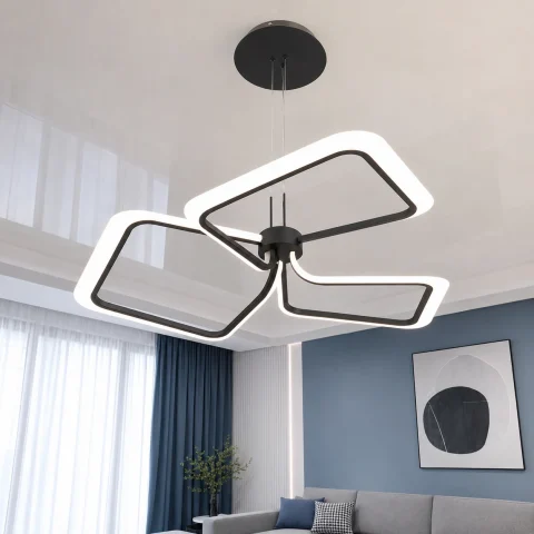Чорна підвісна LED люстра з 3 великими квадратними контурами Artlight 2406-3DL-BK