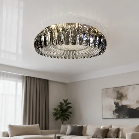 Стельова кришталева LED-люстра Artlight MT015/500CH, хром і димчасте скло, 100 Вт, від 10-18 м²