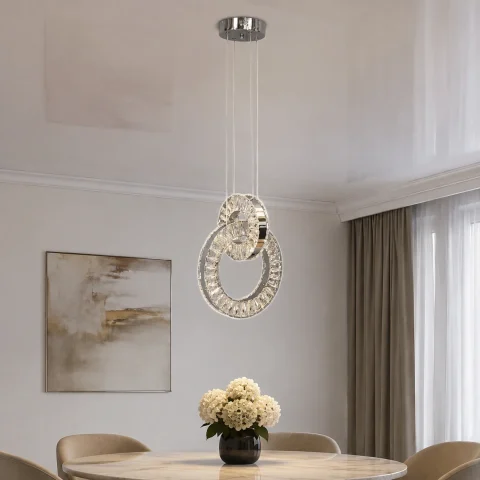 Підвісна кришталева LED-люстра Artlight 7710/2A-CH з двома кільцями, хром, 34 Вт