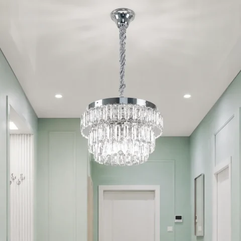 Хромована кришталева світлодіодна люстра Splendid Ray L2211/400/4+LED (CR), 40 см, 4 лампи E14 з LED-підсвіткою