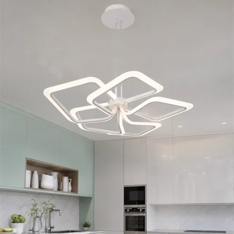 Біла компактна підвісна LED люстра з 5 контурами Artlight 2406-5DS-WH