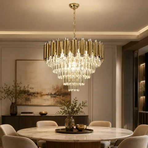 Каскадна кришталева люстра Artlight 88128/600, золото, 12 ламп E14, Ø59,5 см, від 13-20 м²