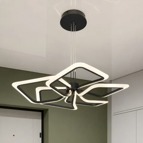 Чорна компактна LED люстра з 5 підвісними рамковими елементами Artlight 2406-5DS-BK