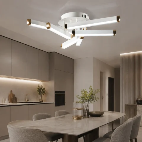 Світлодіодна люстра Splendid Ray L1647/6 LED (WT+GD), білий, золото, 66 Вт, від 6-15 м²