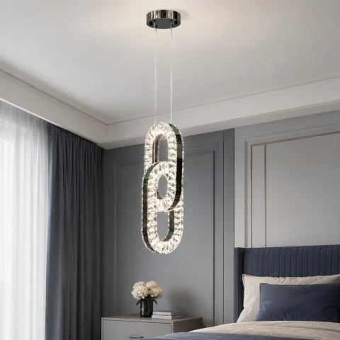Підвісна LED-люстра Artlight 7709/2A-BK із трьома переплетеними кришталевими контурами в темному хромі