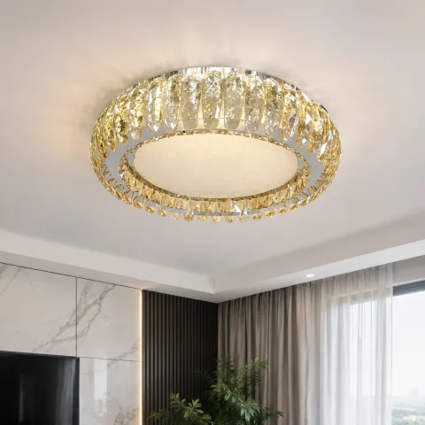 Стельова кришталева LED-люстра Artlight MT005/500CH, хром і медове скло, 100 Вт, від 10-18 м²