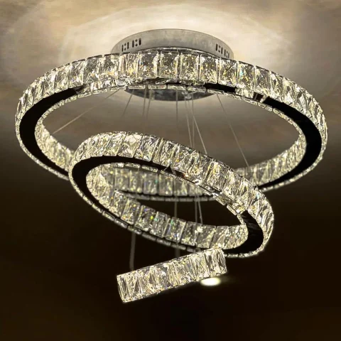 Люстра LED криштальна Linisoln 7201F/650+450+250, хрустальна, 2 лампи, діаметр 65 см, висота регульована