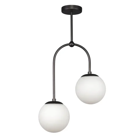 Люстра стельова Levistella 7529826-2 BK+WH (чорний метал, біле скло)