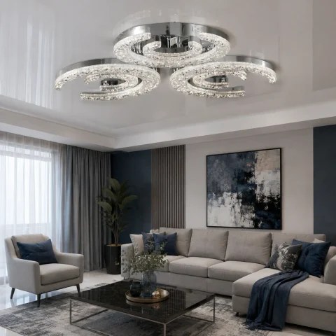 Світлодіодна люстра Splendid Ray L1655/3+3 LED (CH), білий, хром, 126 Вт, від 10-18 м²