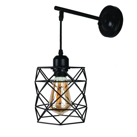 Бра настенное Levistella 756WPR105F2-1 BK, E27, 60 Вт, черный металл, стиль лофт