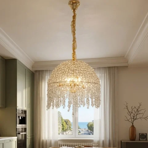 Підвісна кришталева люстра Artlight 5100/600 «Гліцинія» золото, 6 ламп E14, від 13–20 м²