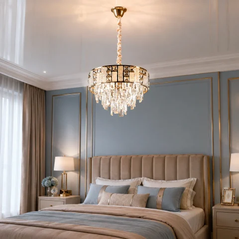 Підвісна кришталева люстра Splendid Ray L5602A/400/5 (FGD), золото, 5 ламп E14