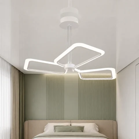 Біла підвісна LED люстра на 3 великі геометричні плафони Artlight 2406-3DL-WH