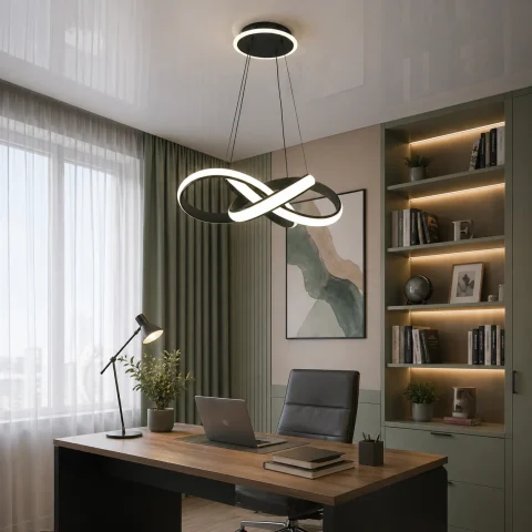 Стильна підвісна LED люстра для вітальні Linisoln 9031-600 BK чорна 215W 60 см 15-25 м2 Стильна підвісна LED люстра для вітальні Linisoln 9031-600 BK чорна 215W 60 см 15-25 м2
