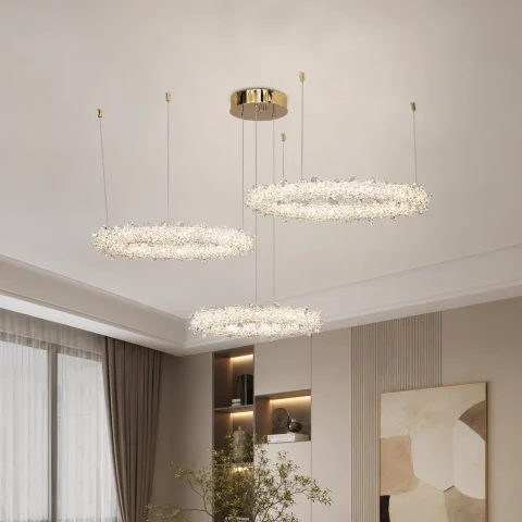 Триярусна підвісна світлодіодна люстра Artlight 2053/3GD з трьома золотими кільцями 124W Триярусна підвісна світлодіодна люстра Artlight 2053/3GD з трьома золотими кільцями 124W